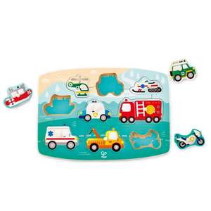 Toys: Hape Peg Board Puzzles - Emergency Vehicles