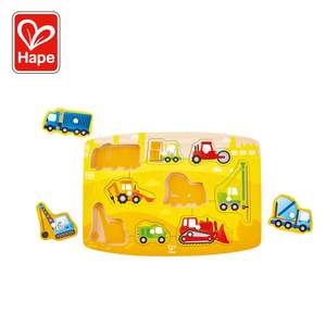 Toys: Hape Peg Board Puzzles - Construction Vehicles