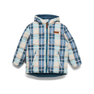 Winter Warmers: Crywolf Reversible Puffer Eco Jacket - Blue Plaid