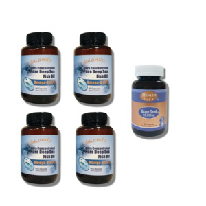 Lolu Seasonal Sale: Buy 4 Aulando® Ultra Concentrated 95% 1425 Omega-3 Pure Deep Sea Fish Oil 60s GET 1 FREE Health Life® Grape Seeds Extract 60000mg 90s