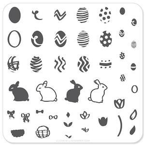 Small Stamping Plates: Peter Cottontail's Easter Eggs CJSH02