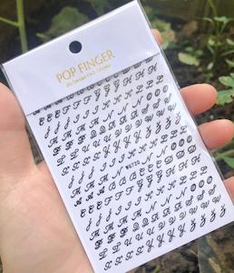 Nail Stickers: WG720 Black Letter Nail Stickers