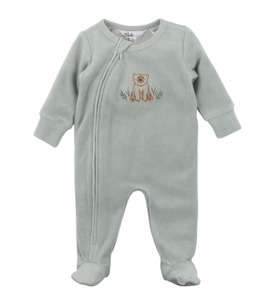 SALE : Kids Clothin: Bebe Atlas Velour Zip Onesie - Sage - SALE-Baby Sale : Kids Clothing NZ : : Kid Republic - W23 Bebe