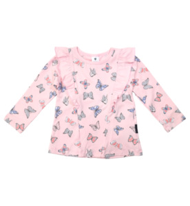 SALE : Kids Clothin: Korango Butterfly L/S Tee W Frill - Fairytale Pink - SALE-Girls Sale : Kids Clothing NZ : : Kid Republic - W24 Korango W25SALE