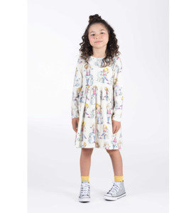 SALE : Kids Clothin: Rock Your Kid Dancers High L/S Waisted Dress - SALE-Girls Sale : Kids Clothing NZ : : Kid Republic - W24 Rock Your Kid D2