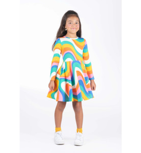SALE : Kids Clothin: Rock Your Kid Into The Groove L/S Waisted Dress - SALE-Girls Sale : Kids Clothing NZ : : Kid Republic - W24 Rock Your Kid D2