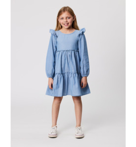 SALE : Kids Clothin: Kissed By Radicool Ruffle Chambray Dress - SALE-Girls Sale : Kids Clothing NZ : : Kid Republic - W24 Radicool Kids D3 FLASHMAY25