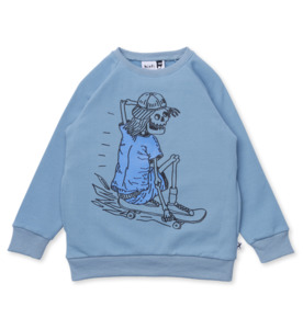 Minti Turbo Skeleton Furry Crew - Muted Blue - SALE-Boys Sale : Kids Clothing NZ&hellip;