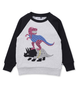 Minti Super Dinos Furry Crew - Grey Marle/Black - SALE-Boys Sale : Kids Clothing&hellip;