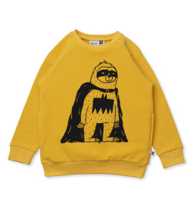 Minti Super Sloth Furry Crew - Mustard - SALE-Boys Sale : Kids Clothing NZ : : K&hellip;
