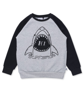 SALE : Kids Clothin: Minti Hi Shark Furry Crew - Grey Marle/Black - SALE-Boys Sale : Kids Clothing NZ : : Kid Republic - W24 MINTI D1