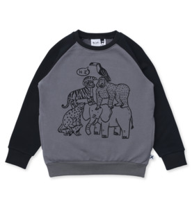Minti Animal Pile Up Furry Crew - Dark Grey/Black - SALE-Boys Sale : Kids Clothi&hellip;