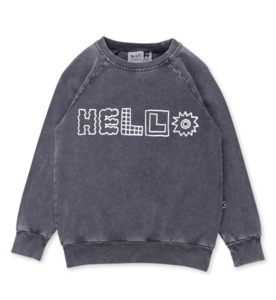 Minti Fancy Hello Crew - Black Wash - SALE-Boys Sale : Kids Clothing NZ : : Kid &hellip;