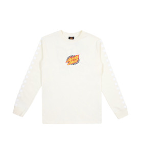 Santa Cruz Goal Flame Check L/S Tee - Cream - BY BRAND-Santa Cruz : Kids Clothin&hellip;