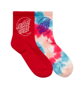 Products: Santa Cruz Moon Dot Outline Mid Sock 2Pk (Yth 2-8) - Turquoise Tdye/Rose - BY BRAND-Santa Cruz : Kids Clothing NZ : : Kid Republic - W25 Santa Cruz