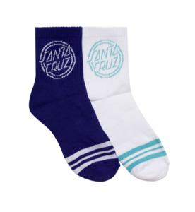 Santa Cruz One Stroke Mid Sock 2Pk (Yth 2-8) - Dark Blue/White - BY BRAND-Santa &hellip;
