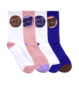 Santa Cruz Other Dot Crew Sock 4Pk (Womns 6-10) - White/Pink/Cobalt - BY BRAND-S&hellip;