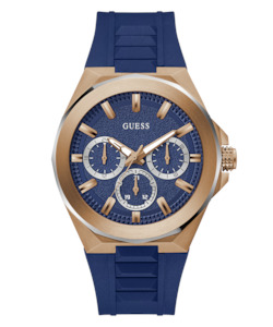 Guess: GUESS Mens Blue 2-Tone Multi-function Watch