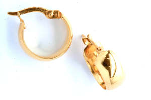 9ct Yellow Gold And Silver Bonded Plain Hoop Earrings