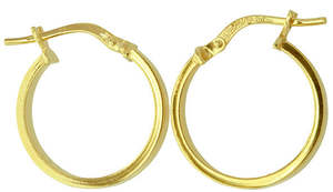 9ct Yellow Gold And Silver Bonded Plain Hoop Earrings