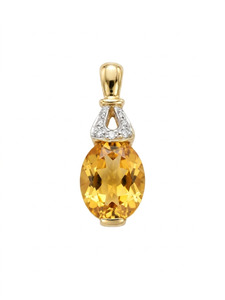 Pendants Collection: 9ct citrine diamond pendant