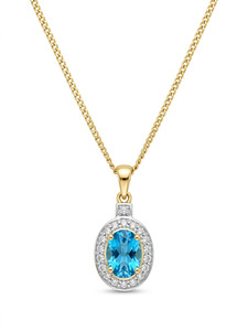 Pendants Collection: 9ct Blue Topaz / diamond pendant