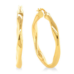9ct & Stg Large Twist Hoop Earrings