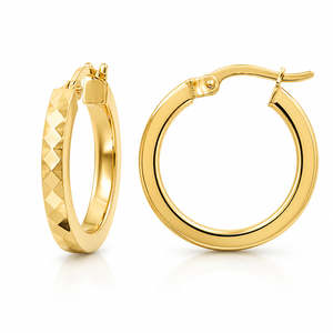 Earrings Collection: 9ct gold and silver bonded hoop.