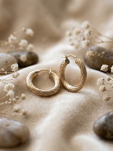Earrings Collection: 9ct Textured Hollow Hoops 15mm
