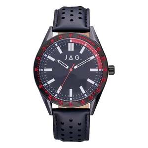 Jag “sandown” Black dial leather strap watch J2848