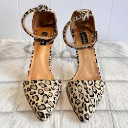 A Recent Collection: La Tribe Animal Print Midi Heel Ankle Strap Heels - SIZE 40