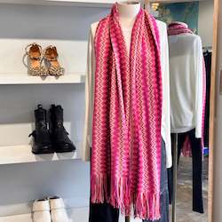 Missoni Cross-Stitch Pattern Fringed Scarf