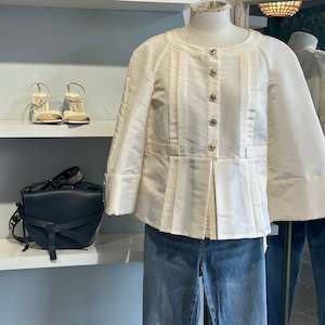 Frontpage: Vintage Chanel Pleated Peplum Silk Jacket - SIZE 40 (NZ M)