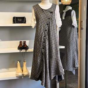Frontpage: Y's Wool Check Pinafore BNWT - SIZE XS/S