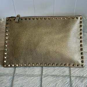 Products: Valentino Rockstud Leather Zip Pouch