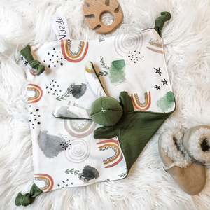 Merino Nuzzle Bunnies: Scattered Earth + Green merino