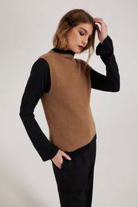 Sale Tops: WILLA VEST | CAMEL