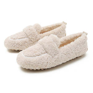 Womens Shoes: Women's Slipper Teddy Fleece Loafers – Fuzzy Sherpa Moccasin Flats, Cream