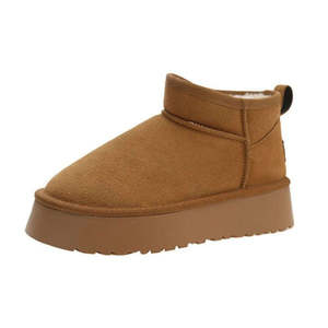 Mini Platform Snow Boots – Faux Fur Lined Suede Ankle Boots