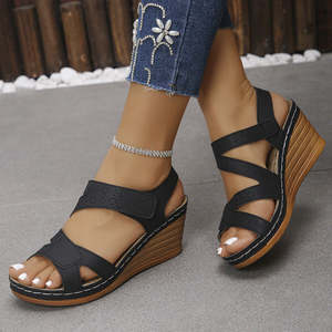 Womens Shoes: Angela Inspired Ankle Wedge Easy slip on Straps all day dress and casual Sandal Women's Shoes