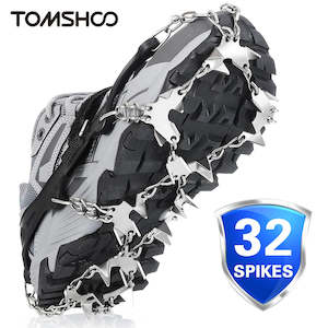 Ice Axes & Crampons: 32 Teeth Ice Gripper Spike for Shoes Anti Slip Climbing Snow Spikes Crampons Cleats Chain Claws