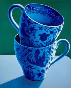 Moody Blues: Two Blue and White Teacups