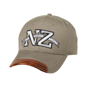 Hat Cotton NZ Aotearoa Grey PU on peak
