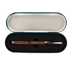 Stationery: Wooden Pen with Kiwi Bird Engraving & Paua Shell Inlay
