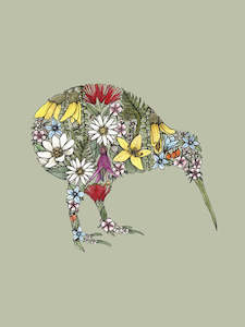 Kiwi Flora Notecard by Kirsty McMahon