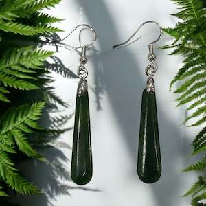 NZ Greenstone Drop Earring 33mm