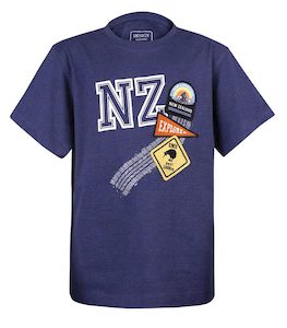 NZ Patches Kids Tee Blue Marle