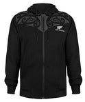 Tonal Tattoo Zipped Hoodie Black