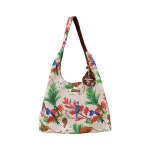 Tote Bags 1: Shoulder Bag Birds Flower Beige