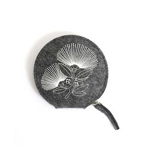 Coin Purse Felt NZ Pohutukawa Grey 10cm